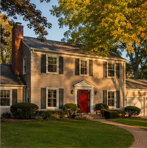Colonial brick home exterior in Blaine MN