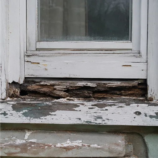 Ice dam and damaged eave on a Blaine roof in winter
