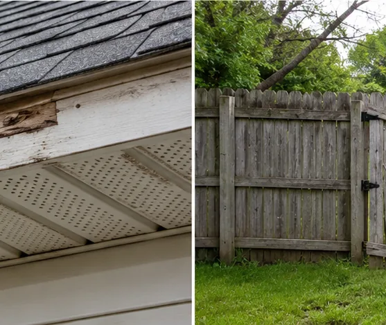 Roof gutter inspected at a Blaine home