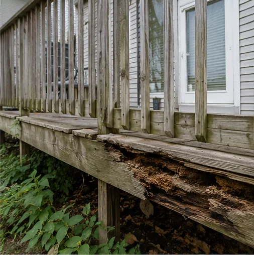 Wood deck boards and railing inspected in Blaine MN